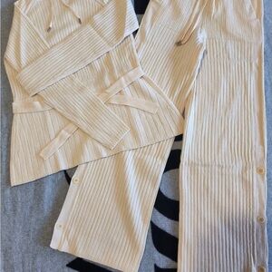 Loro Piana Cream Ribbed Cowl Neck Sweater